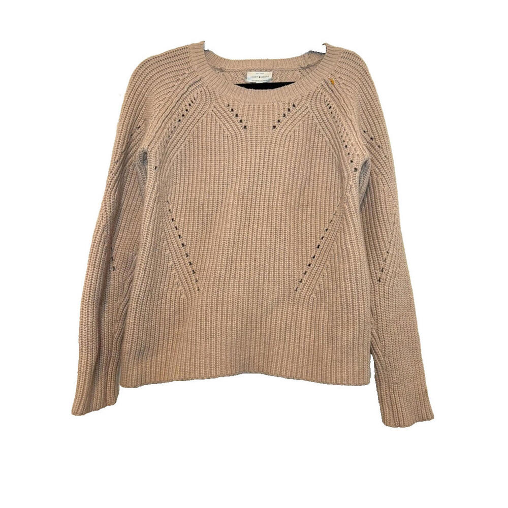 Lucky Brand sz M beige/salmon‎ color ribbed sweater #3106